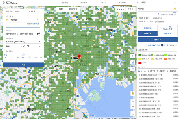 施設来訪者属性分析・施設来訪者アンケート分析・商圏分析